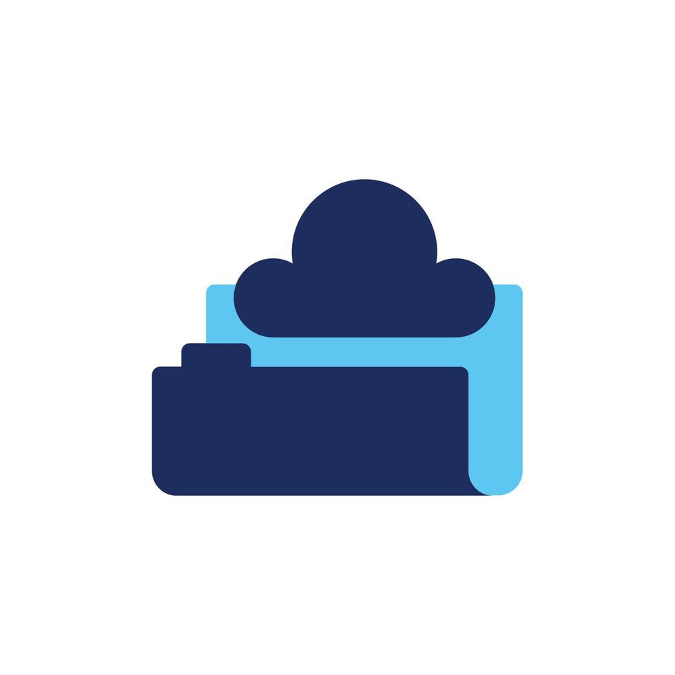 vector icon concept of archived cloud server in a folder. Can be used for technology, education, office, infrastructure data, business. Can be for web, website, poster, apps