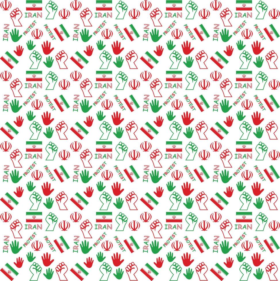 Iran Protest pattern with flag and raising hands vector