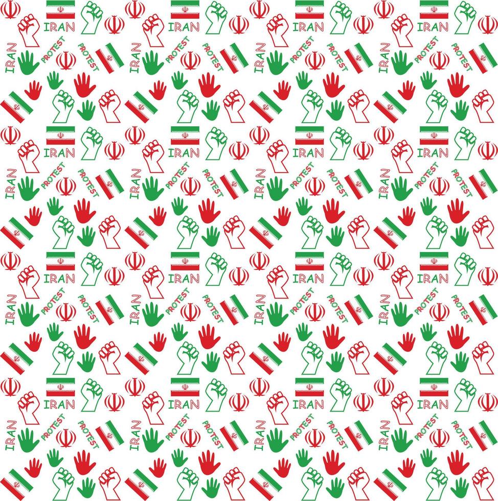 Iran Protest pattern with flag and raising hands vector