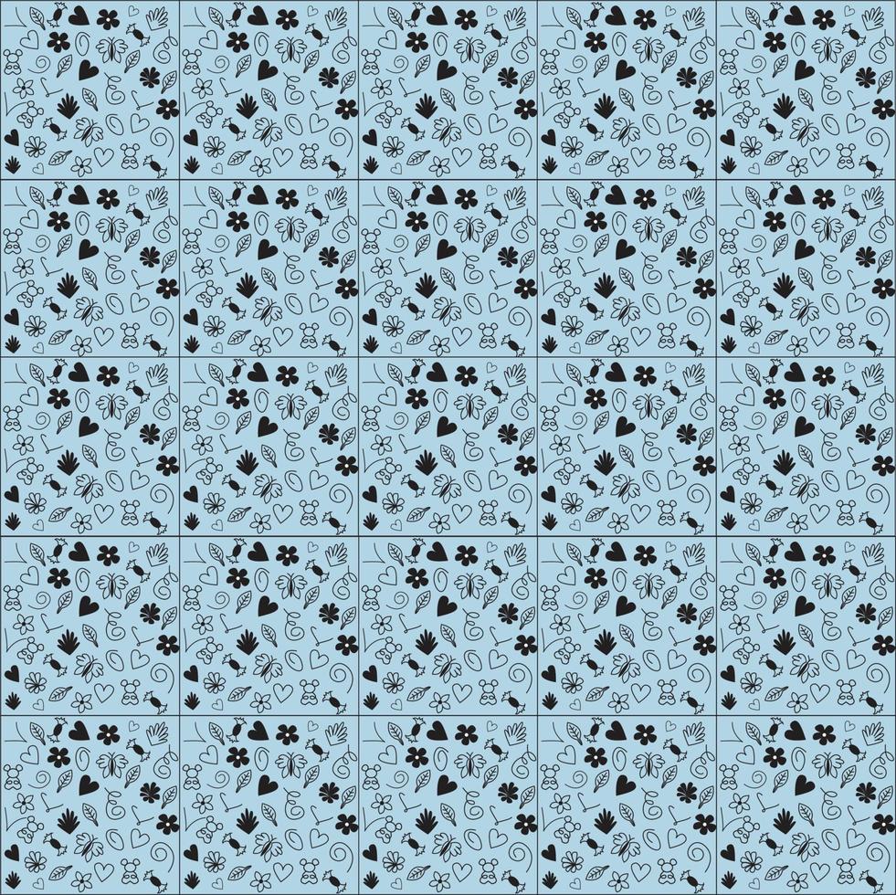 Vector seamless pattern with love teddy butterfly and flower