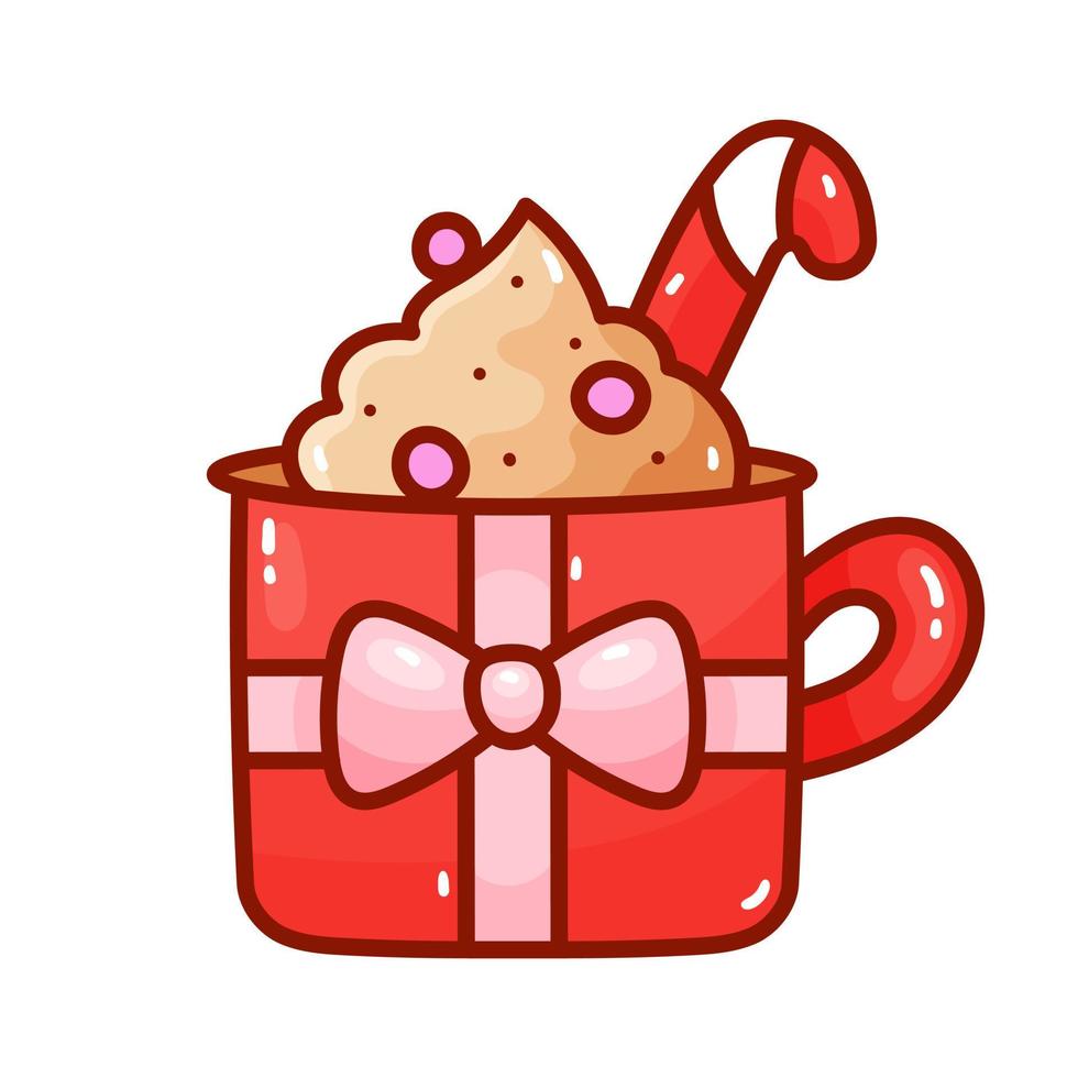 caliente chocolate taza, decorado con Navidad vector