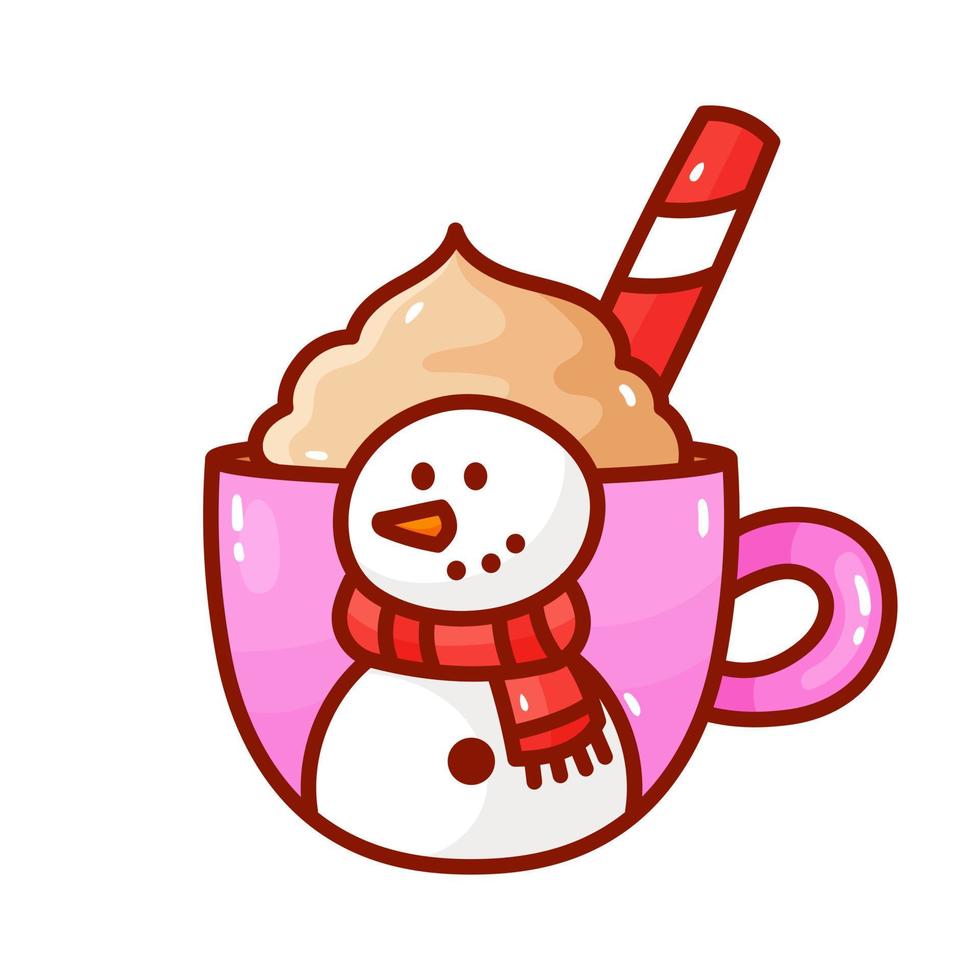 caliente chocolate taza, decorado con Navidad vector