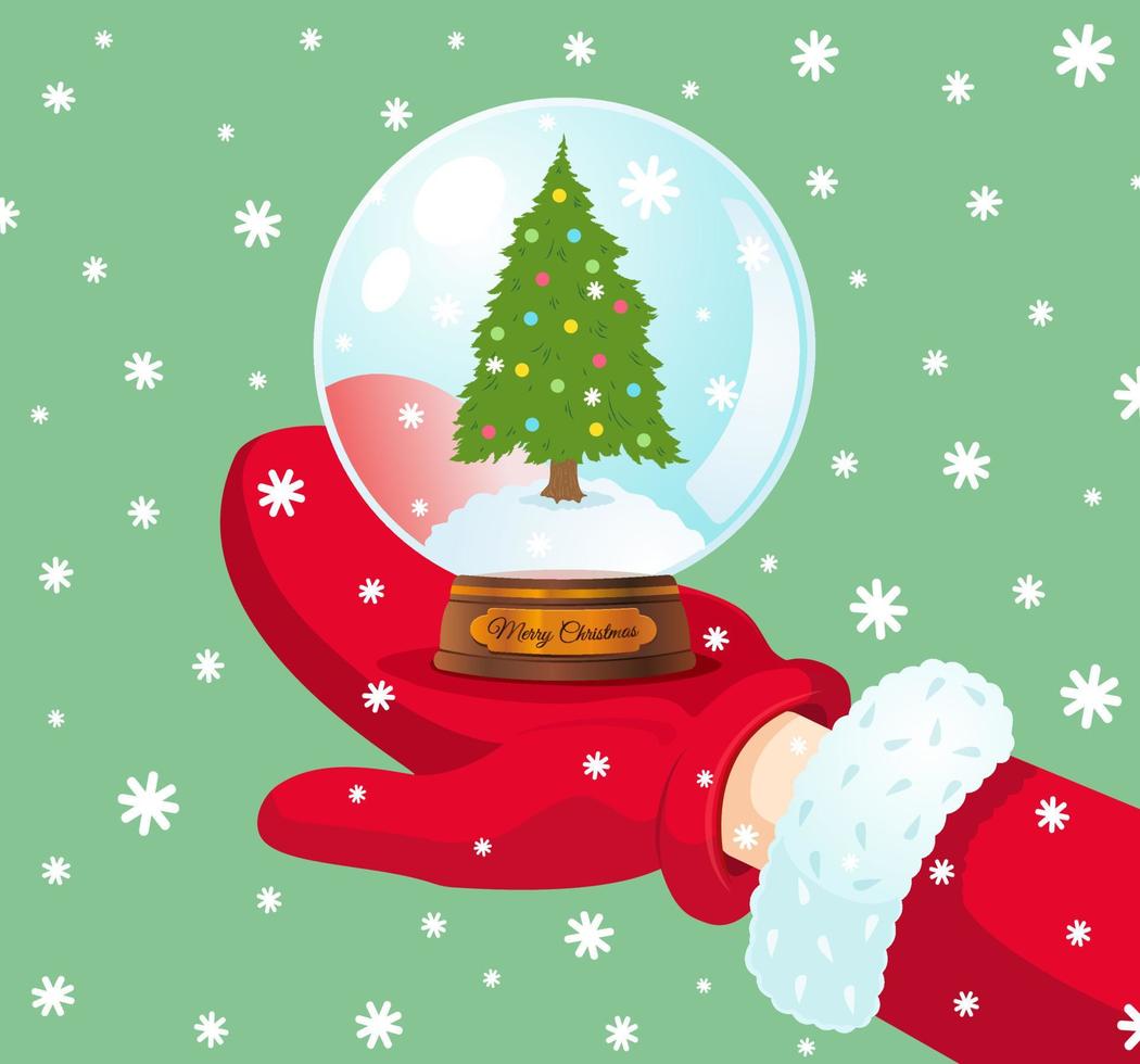 Vector snowball with Christmas tree.