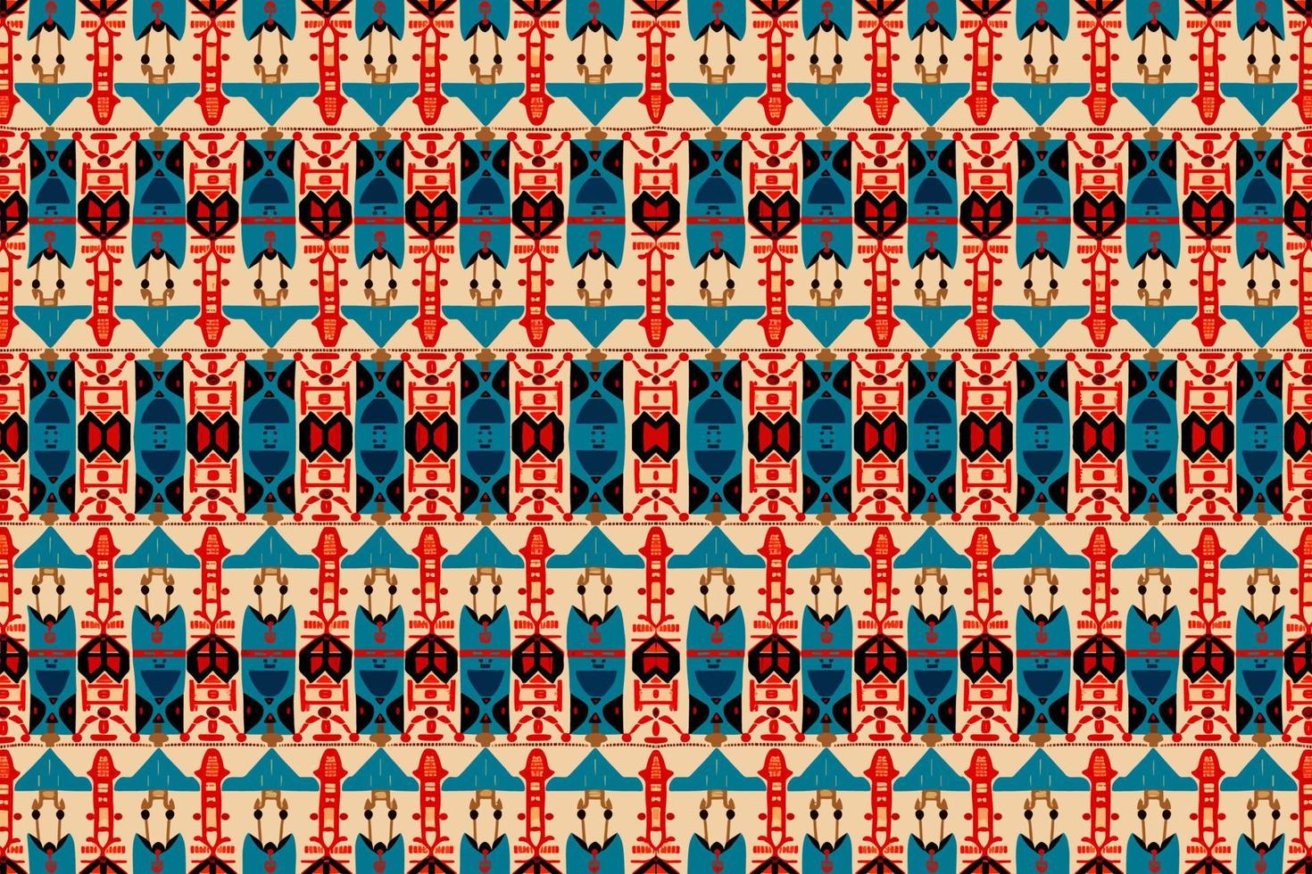 Ethnic ikat egyptian hieroglyphs pattern. Abstract traditional folk antique tribal graphic line. Texture textile fabric ethnic egyptian patterns vector. Ornate elegant luxury vintage retro style. vector