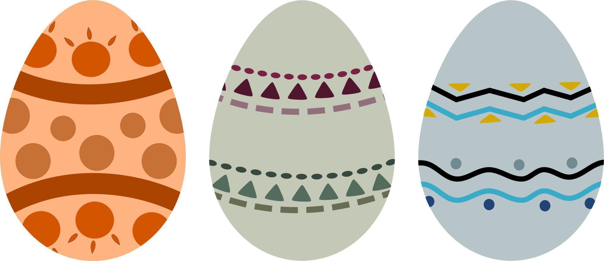 Easter Eggs. Set of vector illustrations. Colored Easter eggs.