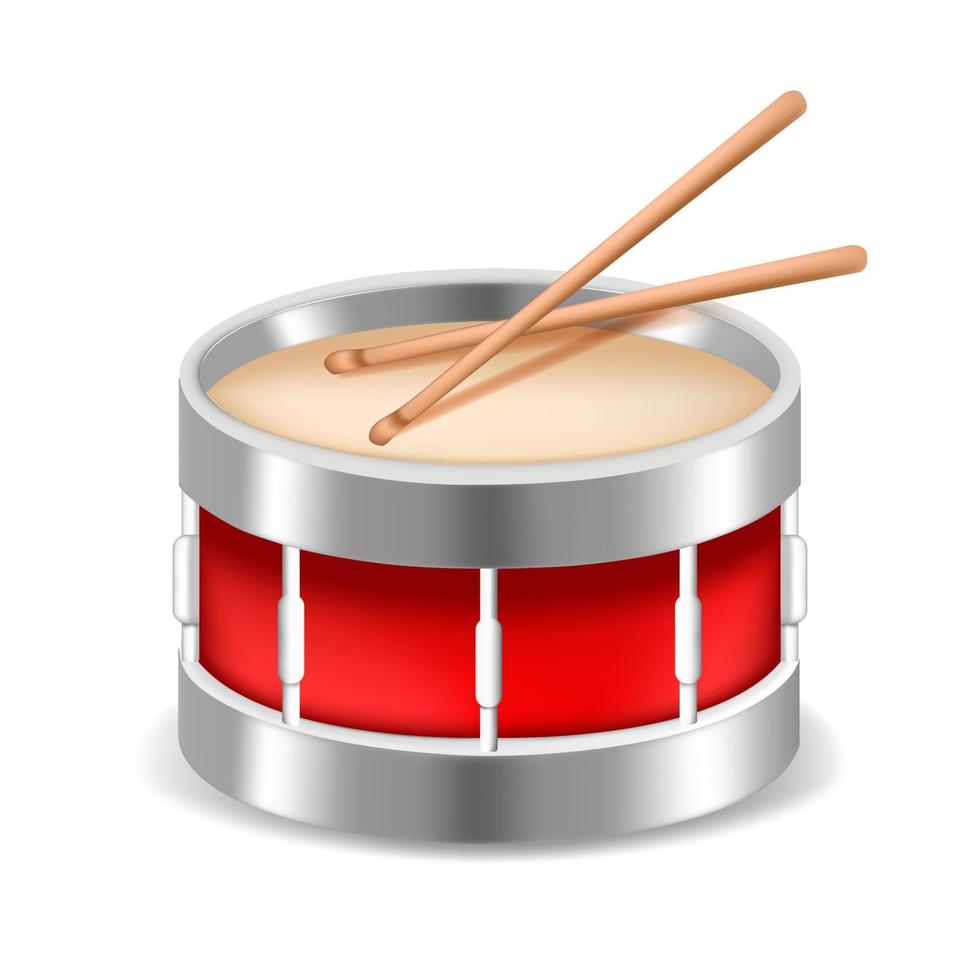 realista detallado 3d rojo trampa tambor. vector