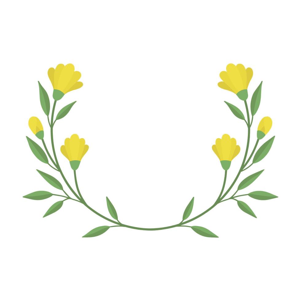 A delicate sprig of yellow flowers. Vector illustration of vintage cute yellow flowers. Delicate flower for decoration. Isolated.