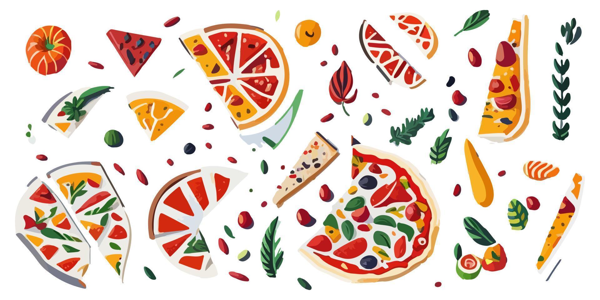 Cook up some tasty design ideas with these flat vector pizza slices