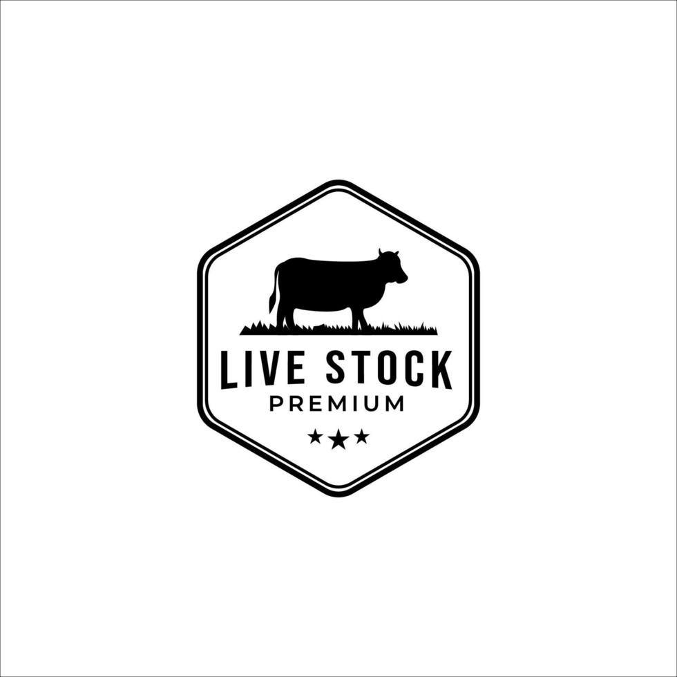 Vector vintage cattle animal farm logo design concept illustration idea