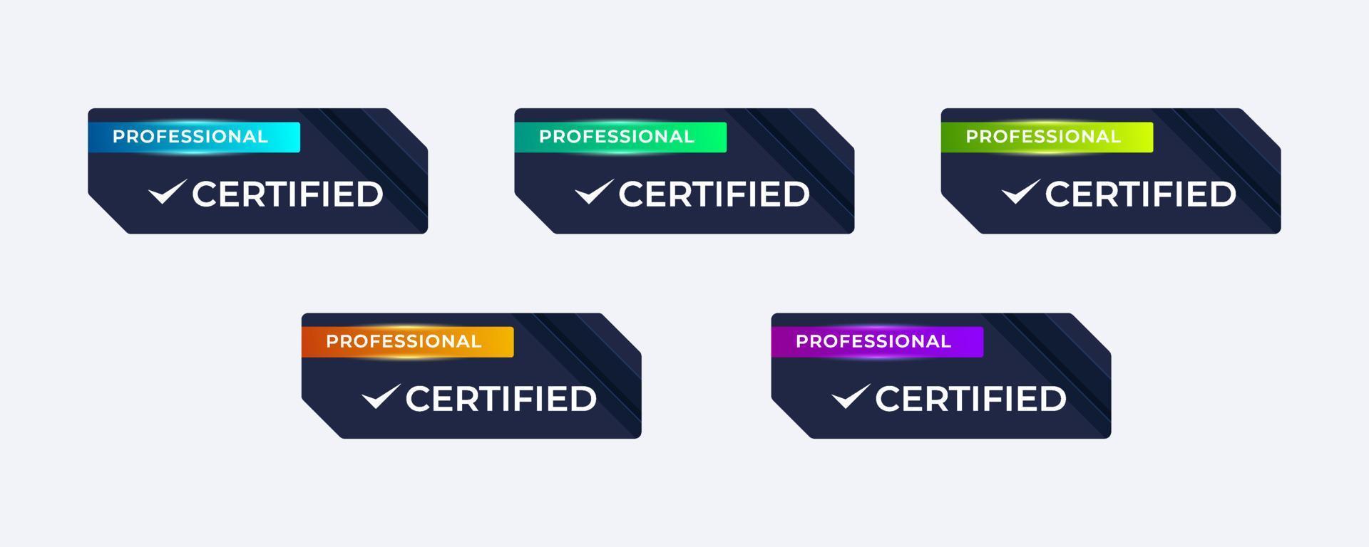 Certified badge design vector illustration. Certification icon badge template with category business profession.