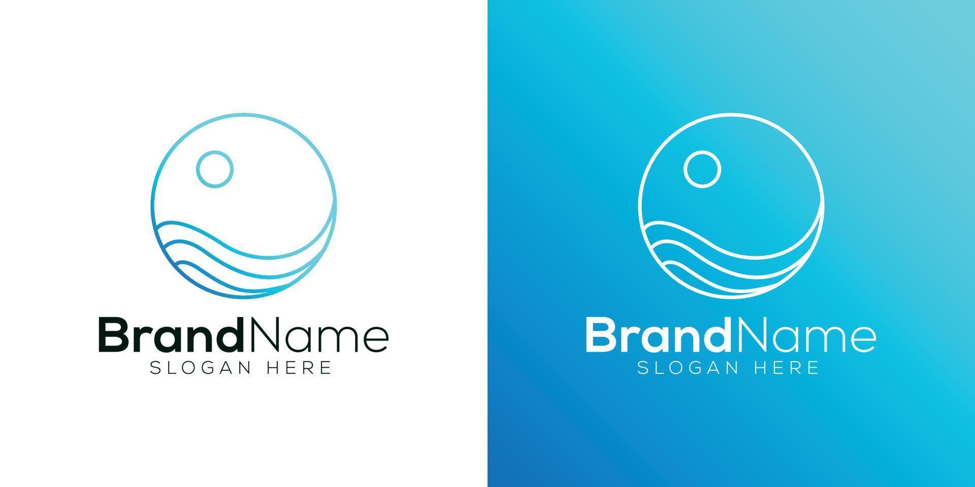 Blue ocean wave logo design template vector