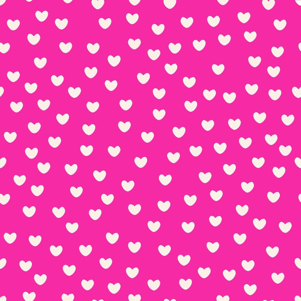 Abstract background of white hearts on a pink background. Vector illustration. Seamless pattern with hearts.