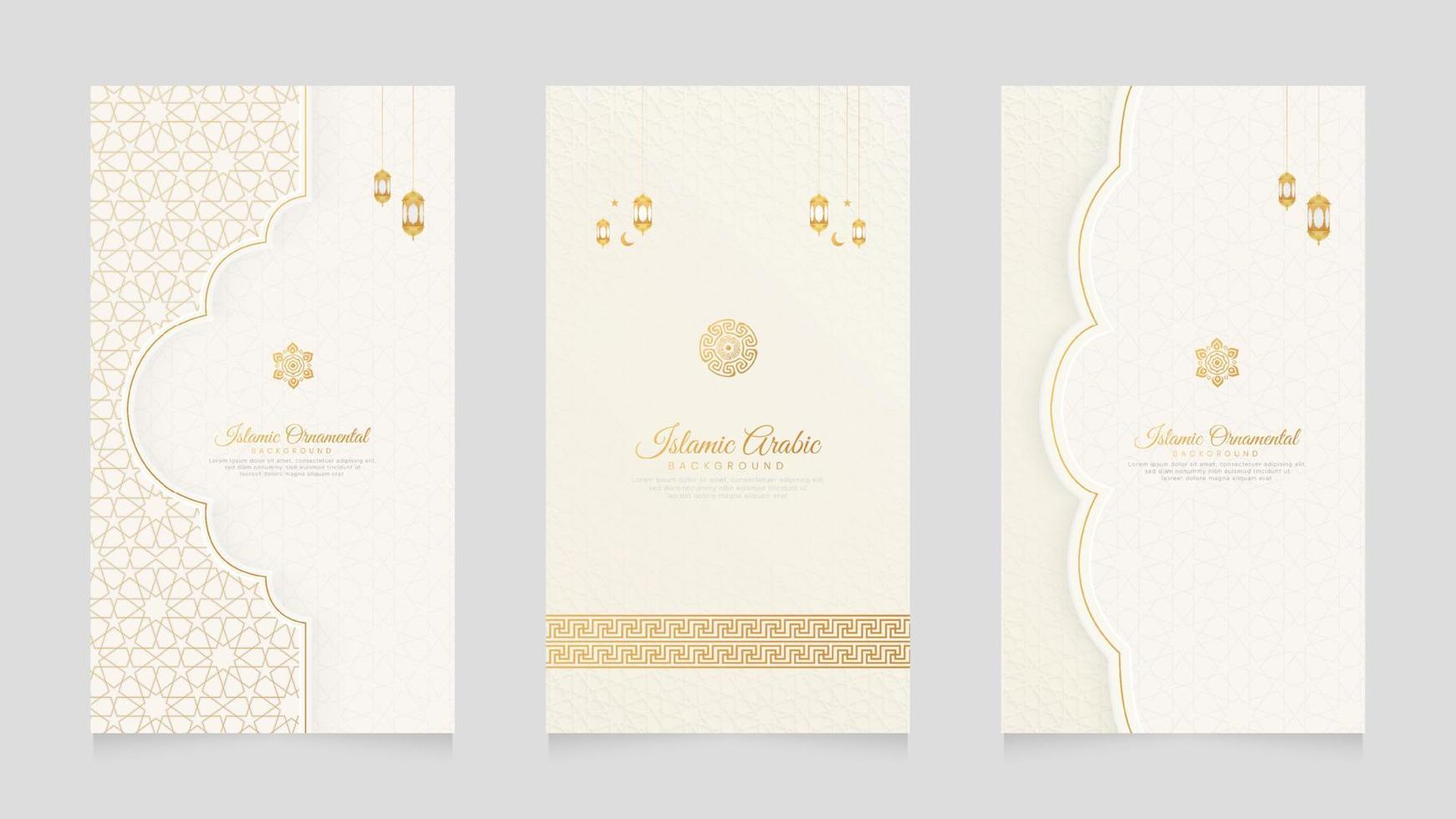 Islamic Arabic White Luxury Realistic Social Media Stories Collection Template vector