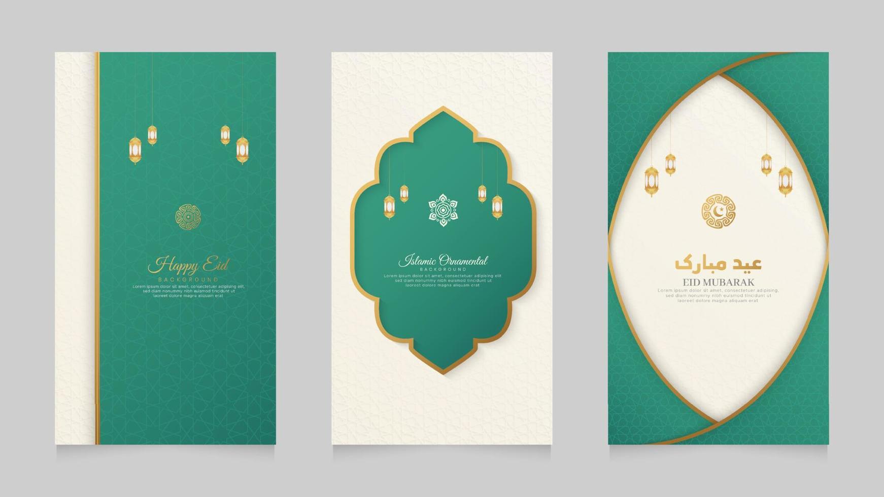 Islamic Arabic Green and White Realistic Social Media Stories Collection Template vector