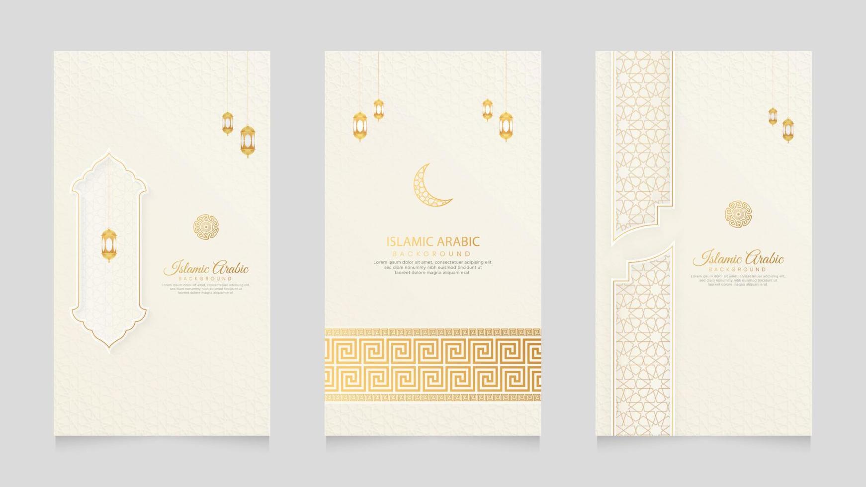 Eid Mubarak and Ramadan Kareem White Luxury Islamic Arabic Realistic Social Media Stories Collection Template vector