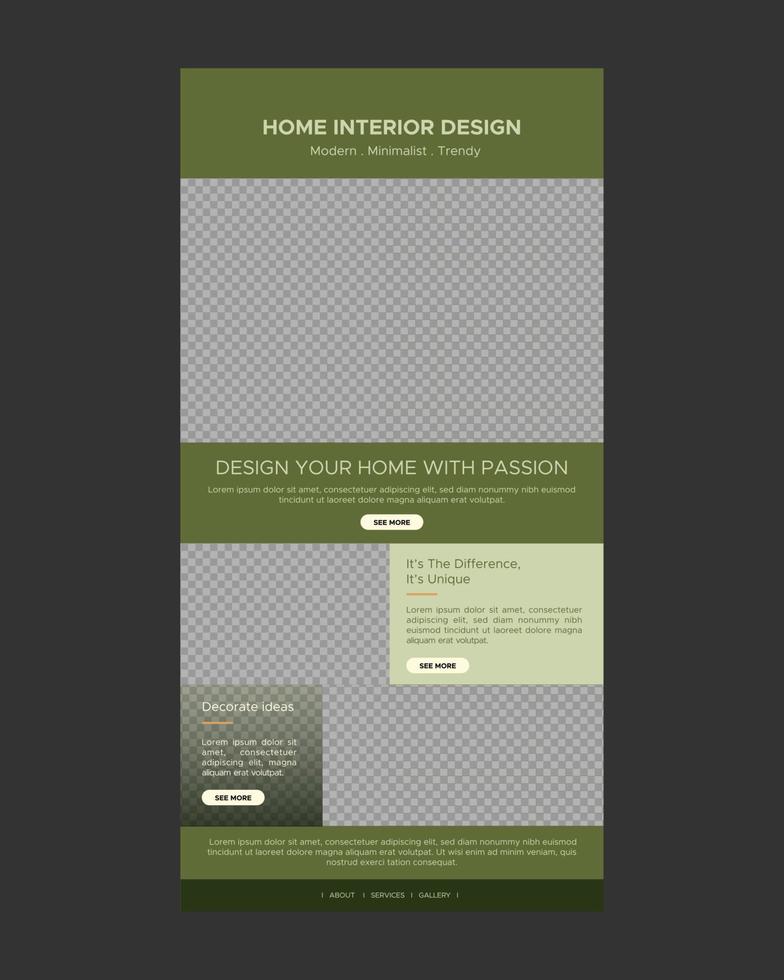 Home interior Newsletter Design for Email Template vector