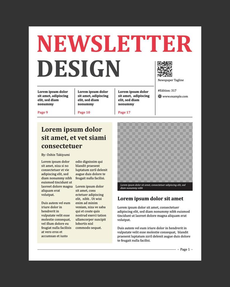 Cover Page Newsletter Design Templateai vector