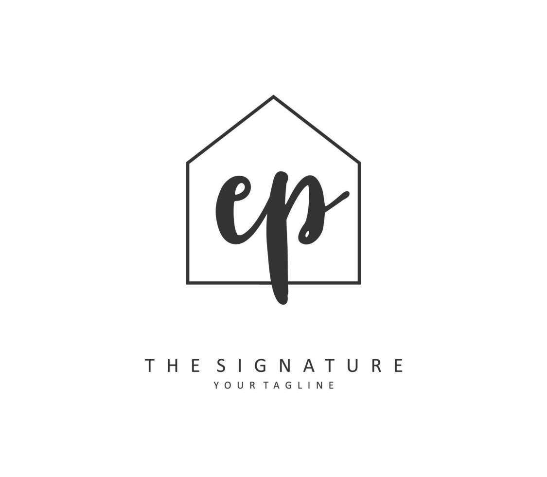 EP Initial letter handwriting and  signature logo. A concept handwriting initial logo with template element. vector