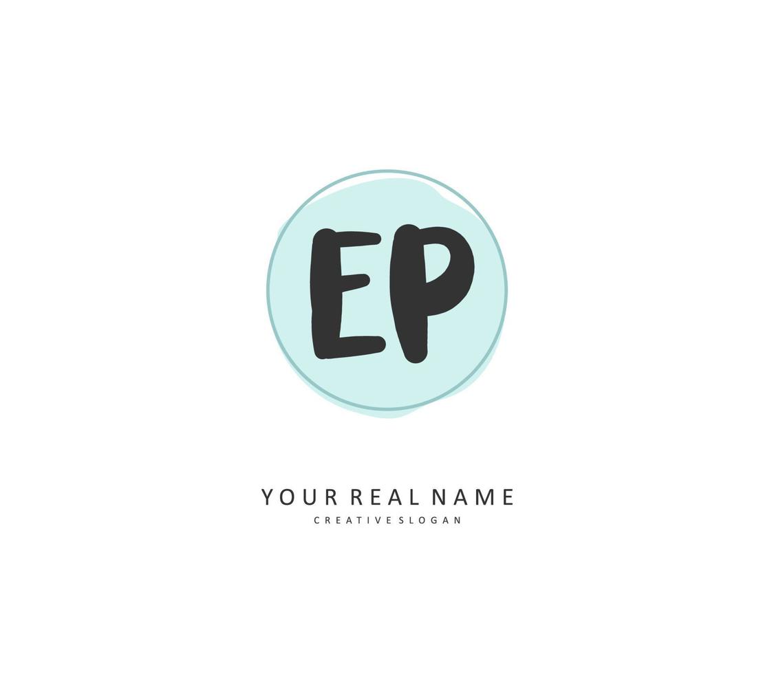 EP Initial letter handwriting and  signature logo. A concept handwriting initial logo with template element. vector