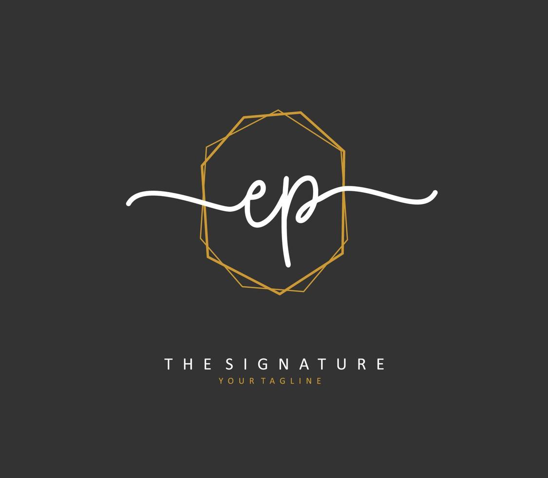 EP Initial letter handwriting and  signature logo. A concept handwriting initial logo with template element. vector