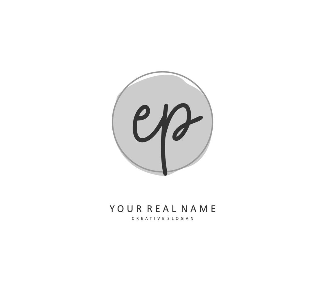 EP Initial letter handwriting and  signature logo. A concept handwriting initial logo with template element. vector