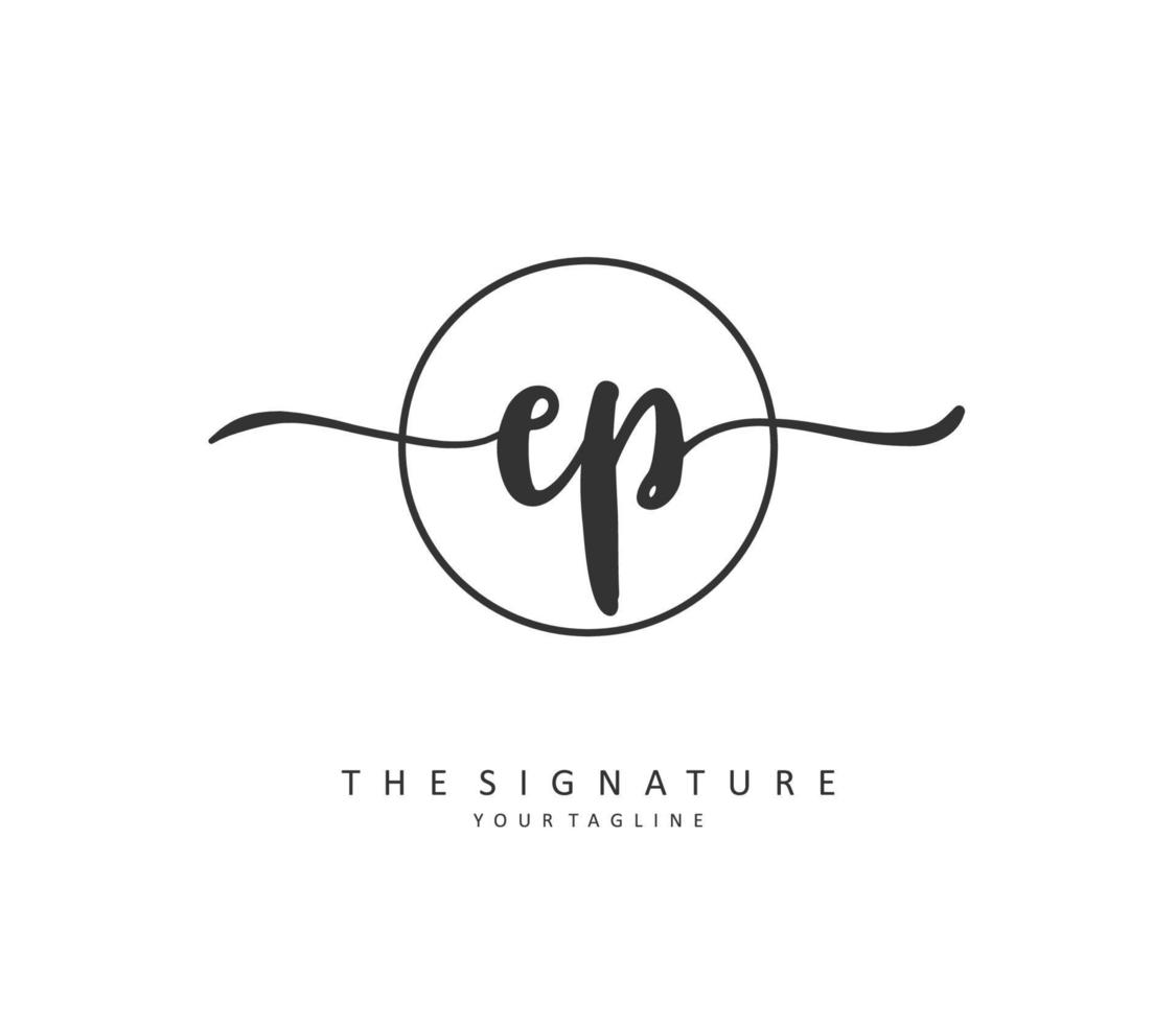 EP Initial letter handwriting and  signature logo. A concept handwriting initial logo with template element. vector