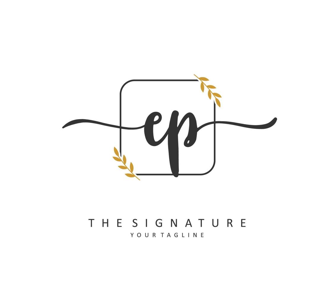EP Initial letter handwriting and  signature logo. A concept handwriting initial logo with template element. vector