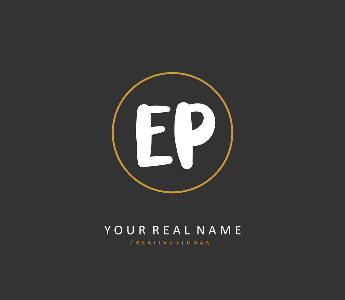 EP Initial letter handwriting and  signature logo. A concept handwriting initial logo with template element. vector