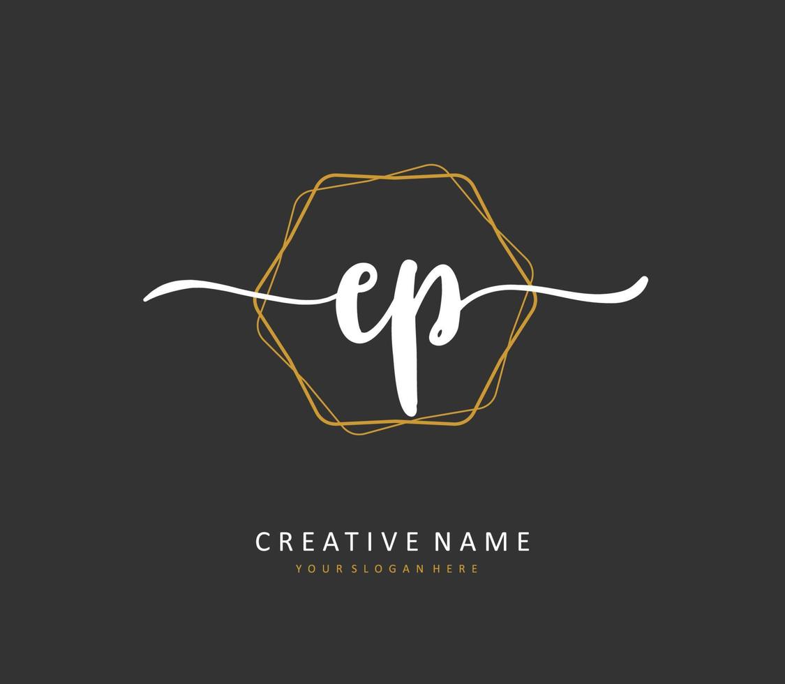 EP Initial letter handwriting and  signature logo. A concept handwriting initial logo with template element. vector