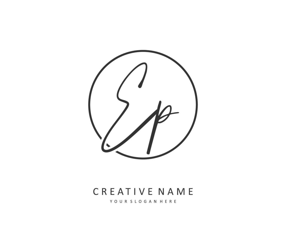 EP Initial letter handwriting and  signature logo. A concept handwriting initial logo with template element. vector