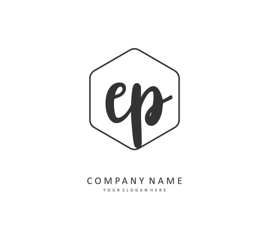 EP Initial letter handwriting and  signature logo. A concept handwriting initial logo with template element. vector