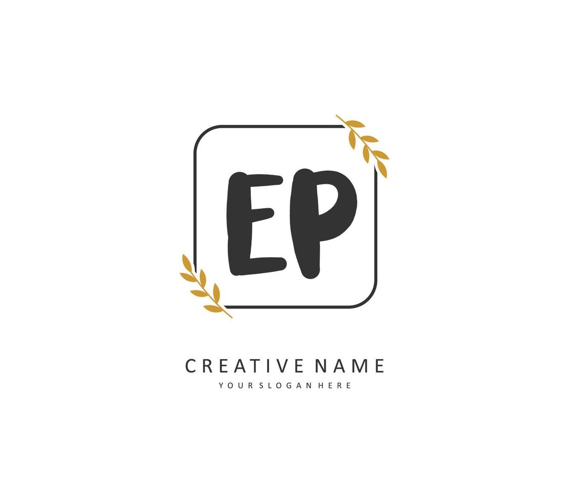 EP Initial letter handwriting and  signature logo. A concept handwriting initial logo with template element. vector