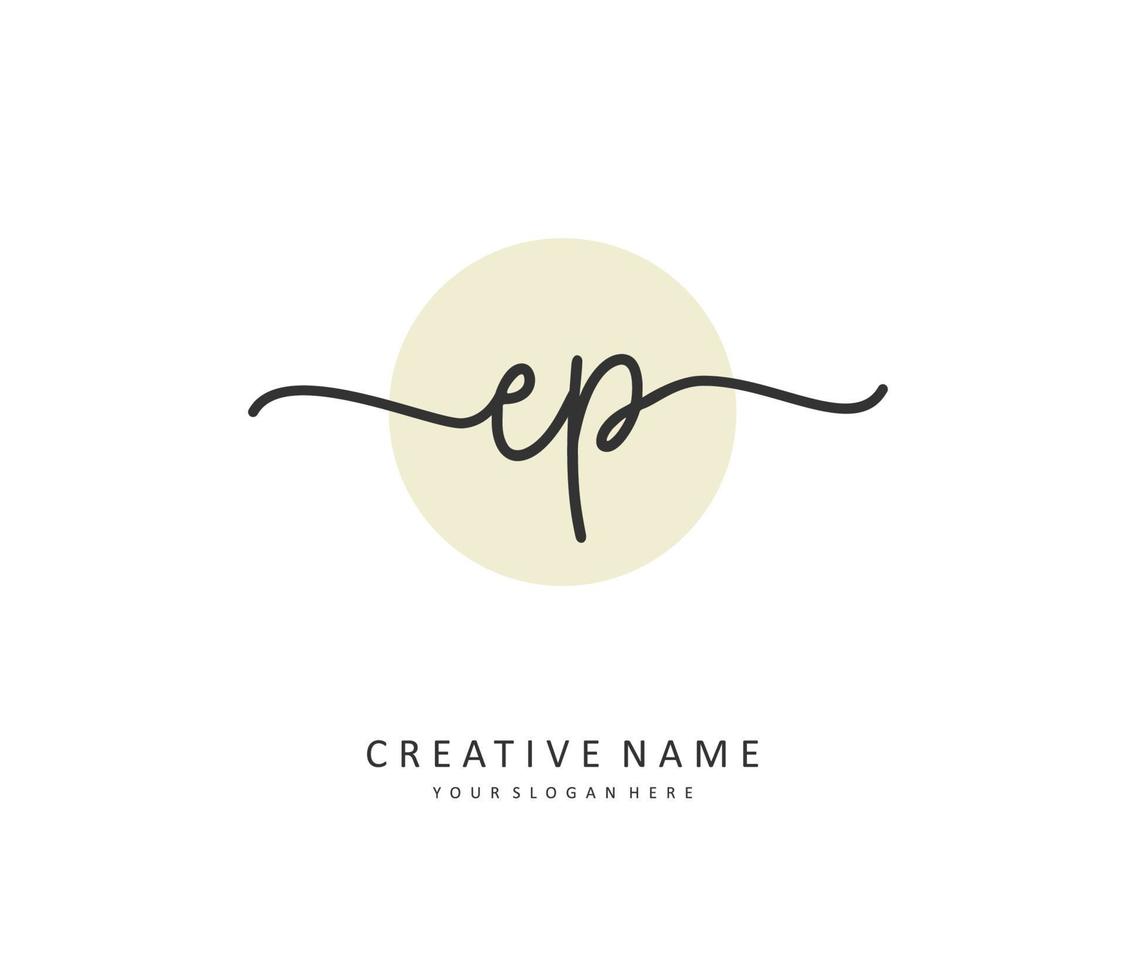 EP Initial letter handwriting and  signature logo. A concept handwriting initial logo with template element. vector