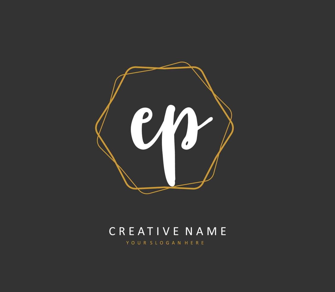 EP Initial letter handwriting and  signature logo. A concept handwriting initial logo with template element. vector
