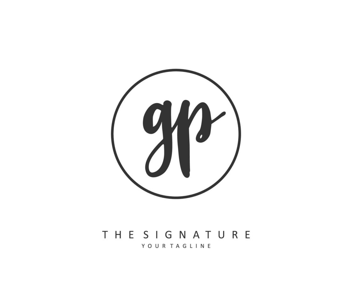 GP Initial letter handwriting and  signature logo. A concept handwriting initial logo with template element. vector