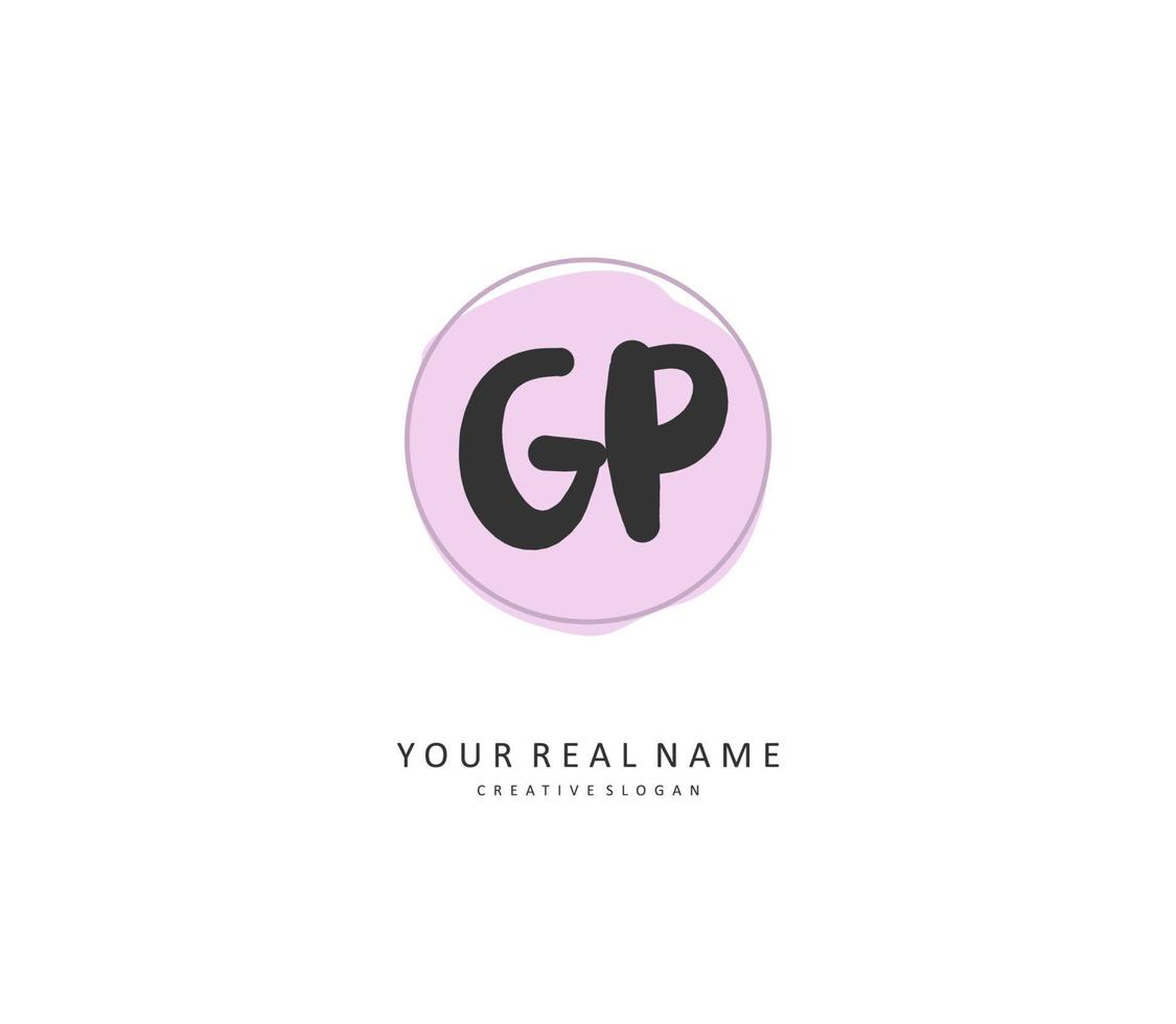 GP Initial letter handwriting and  signature logo. A concept handwriting initial logo with template element. vector