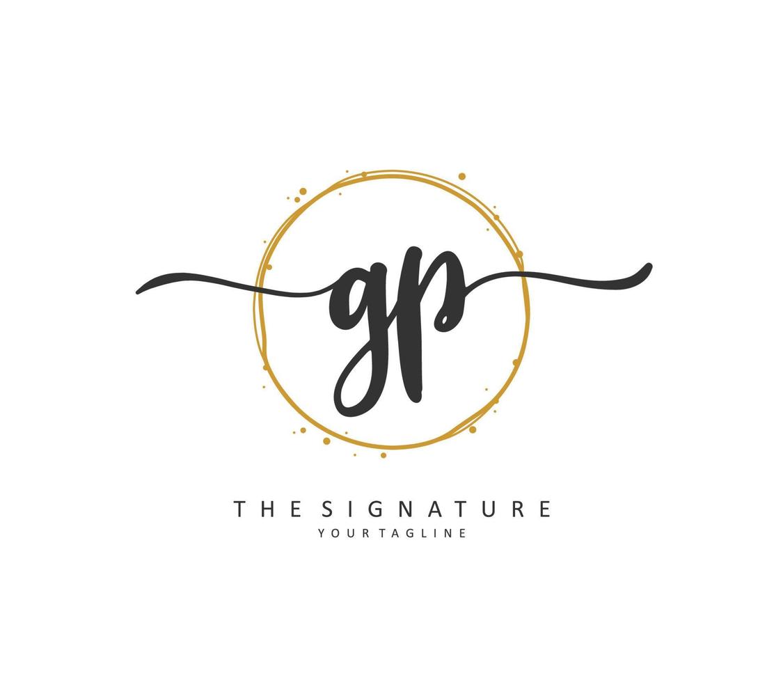 GP Initial letter handwriting and  signature logo. A concept handwriting initial logo with template element. vector