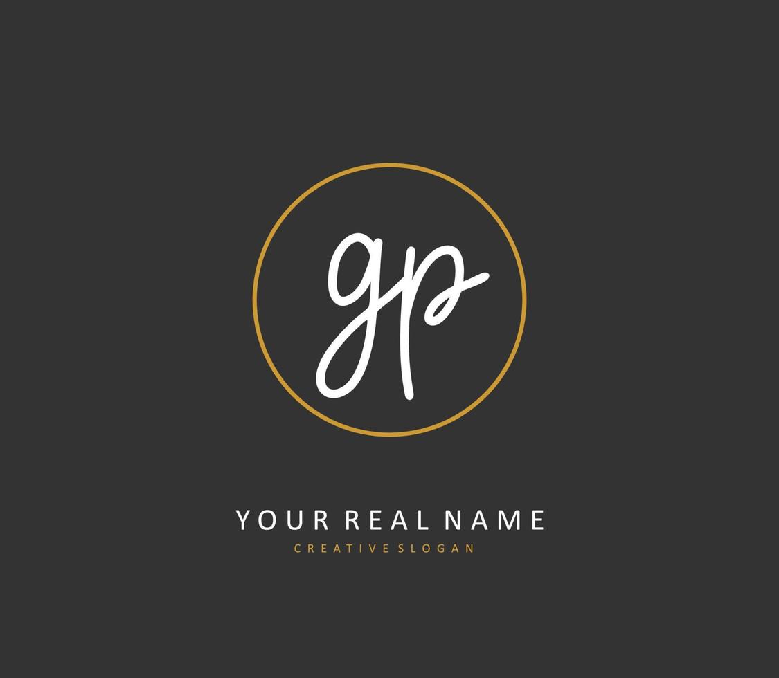 GP Initial letter handwriting and  signature logo. A concept handwriting initial logo with template element. vector