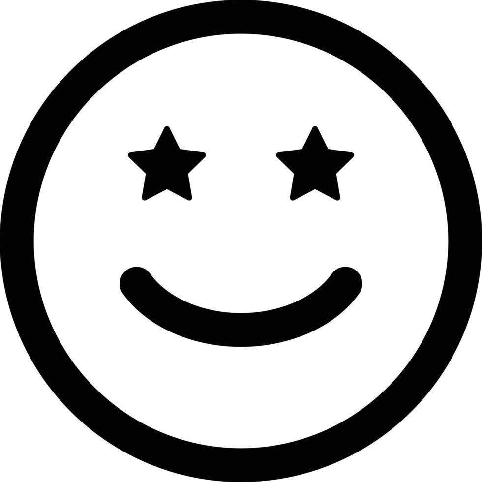 Happy icon with stars . Superstar emoticon with starry eyes . Vector illustration