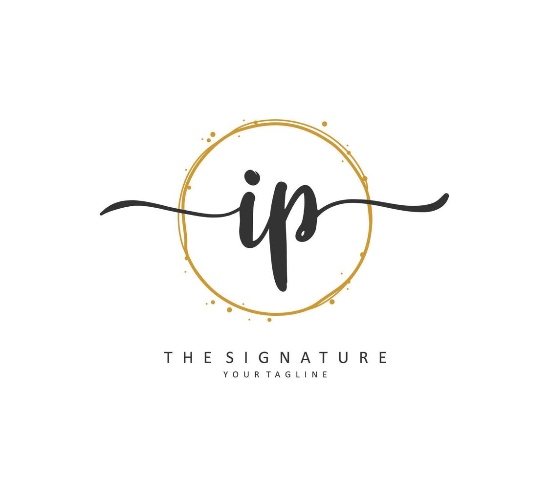 IP Initial letter handwriting and  signature logo. A concept handwriting initial logo with template element. vector