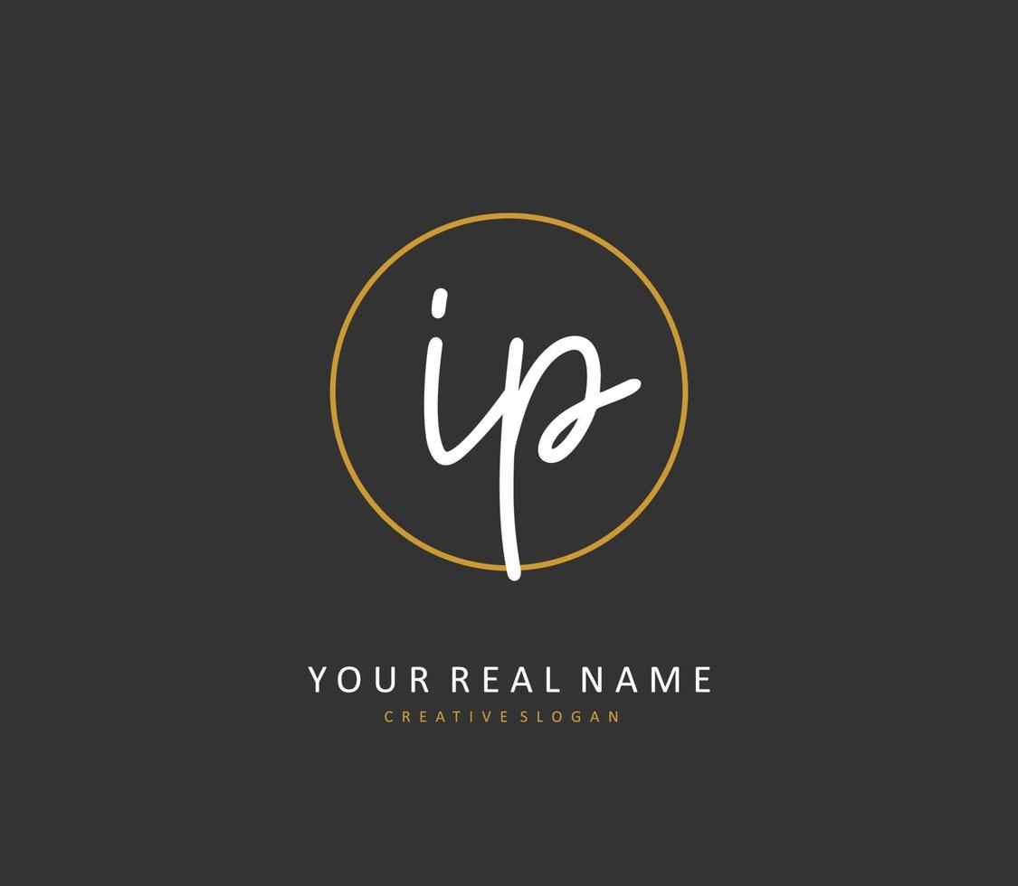 IP Initial letter handwriting and  signature logo. A concept handwriting initial logo with template element. vector