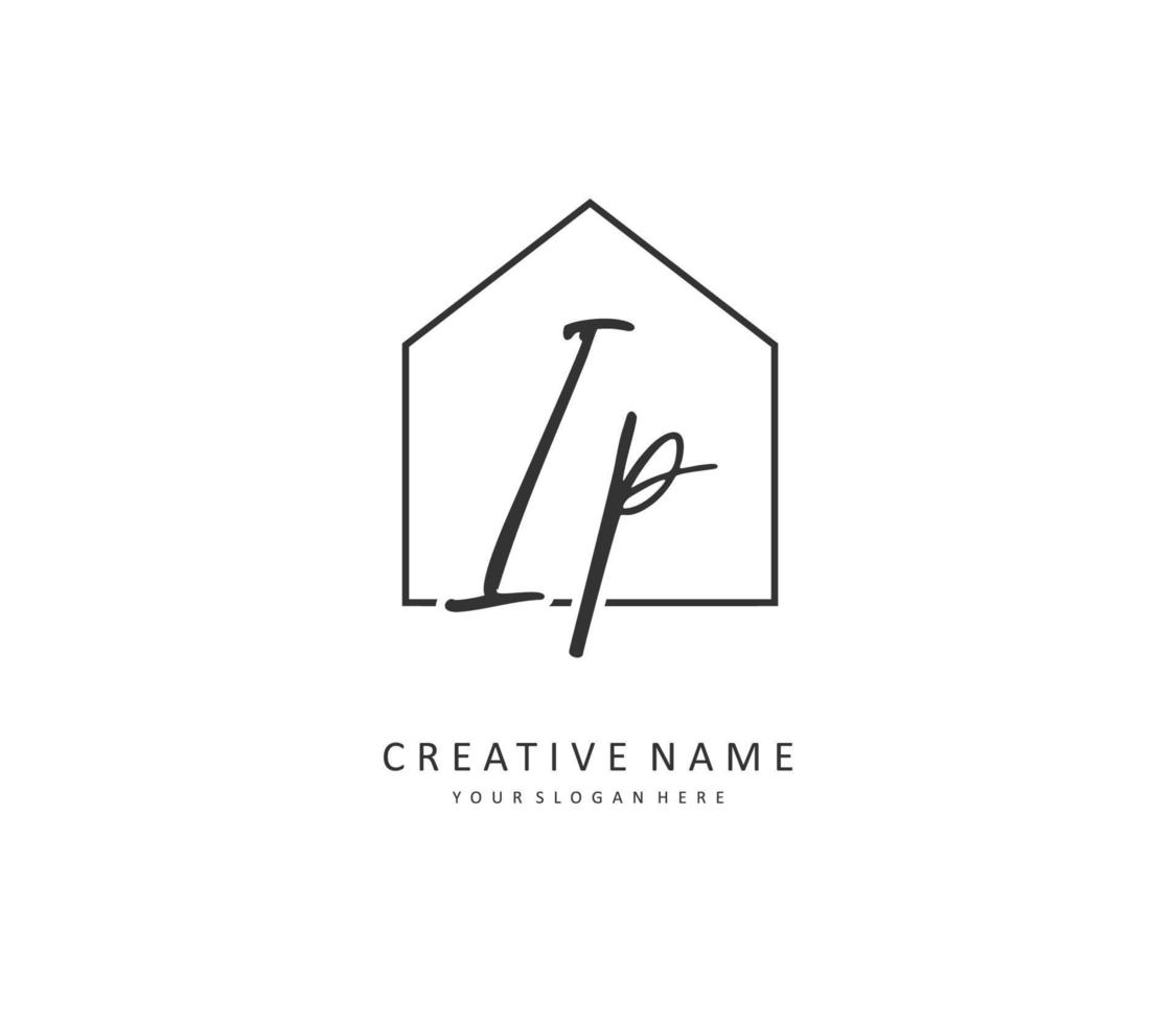 IP Initial letter handwriting and  signature logo. A concept handwriting initial logo with template element. vector