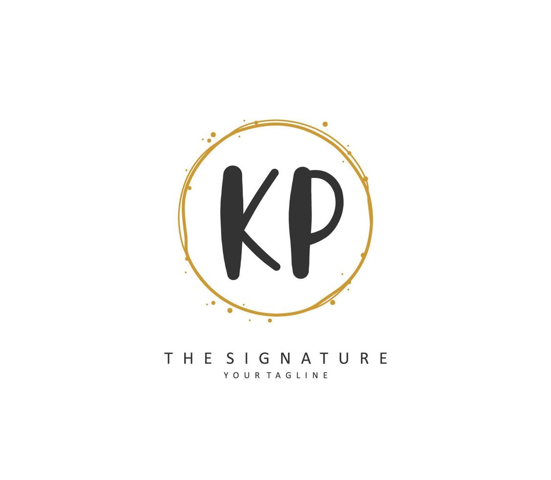 KP Initial letter handwriting and  signature logo. A concept handwriting initial logo with template element. vector