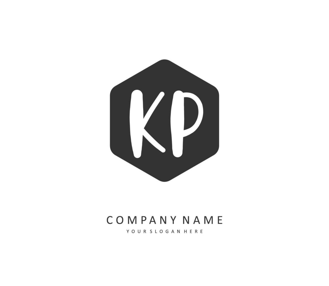 KP Initial letter handwriting and  signature logo. A concept handwriting initial logo with template element. vector