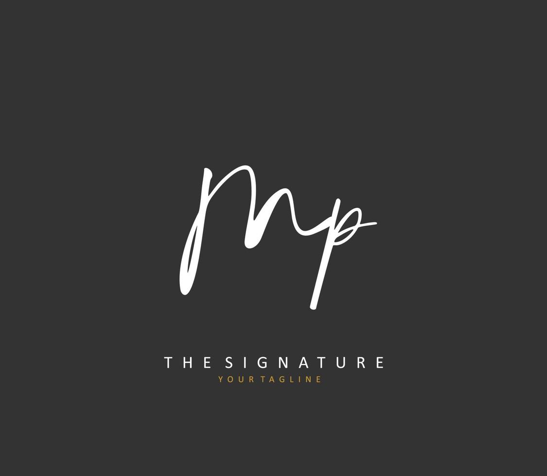 MP Initial letter handwriting and  signature logo. A concept handwriting initial logo with template element. vector