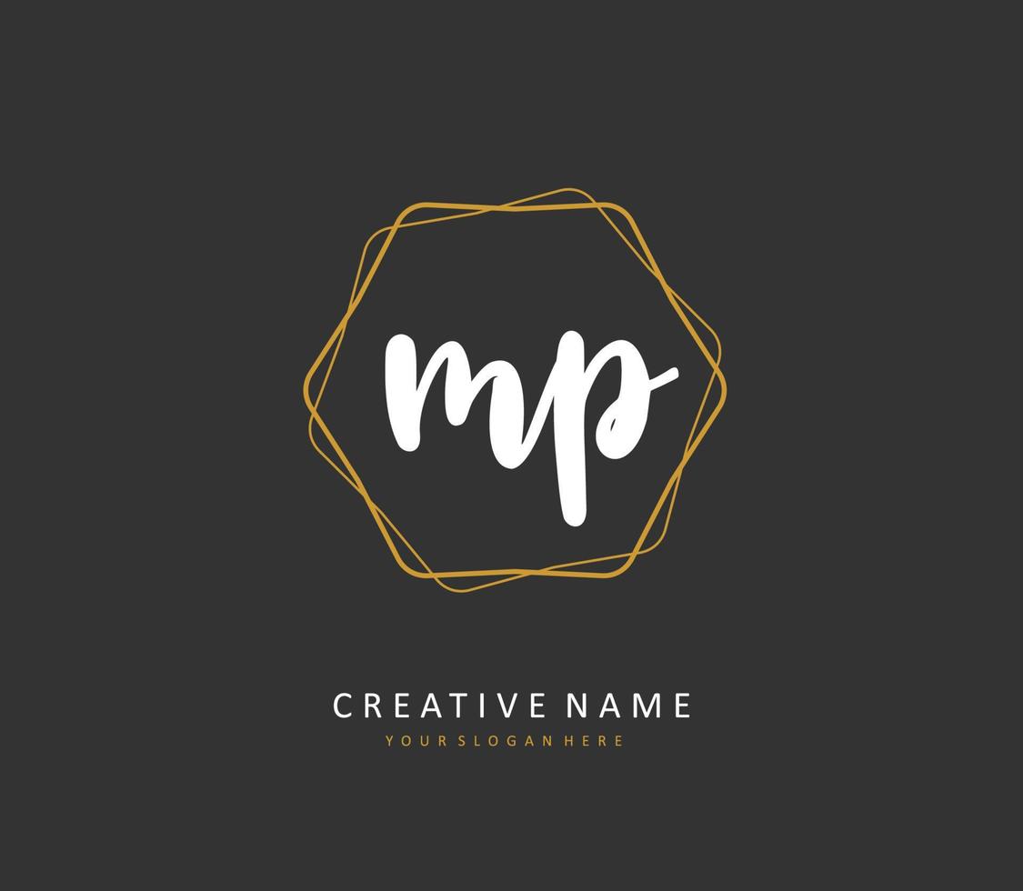 MP Initial letter handwriting and  signature logo. A concept handwriting initial logo with template element. vector