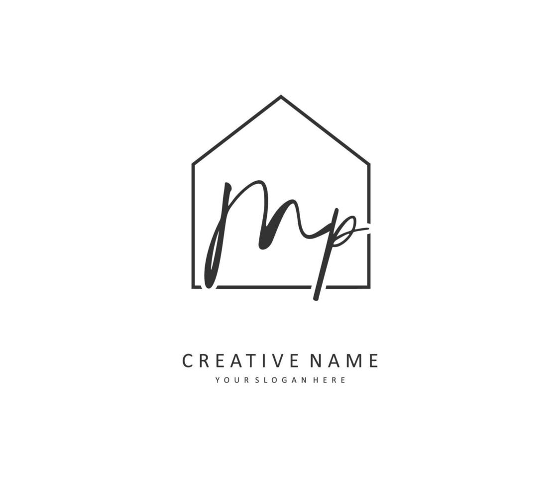 MP Initial letter handwriting and  signature logo. A concept handwriting initial logo with template element. vector