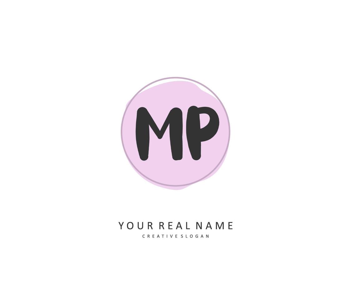 MP Initial letter handwriting and  signature logo. A concept handwriting initial logo with template element. vector