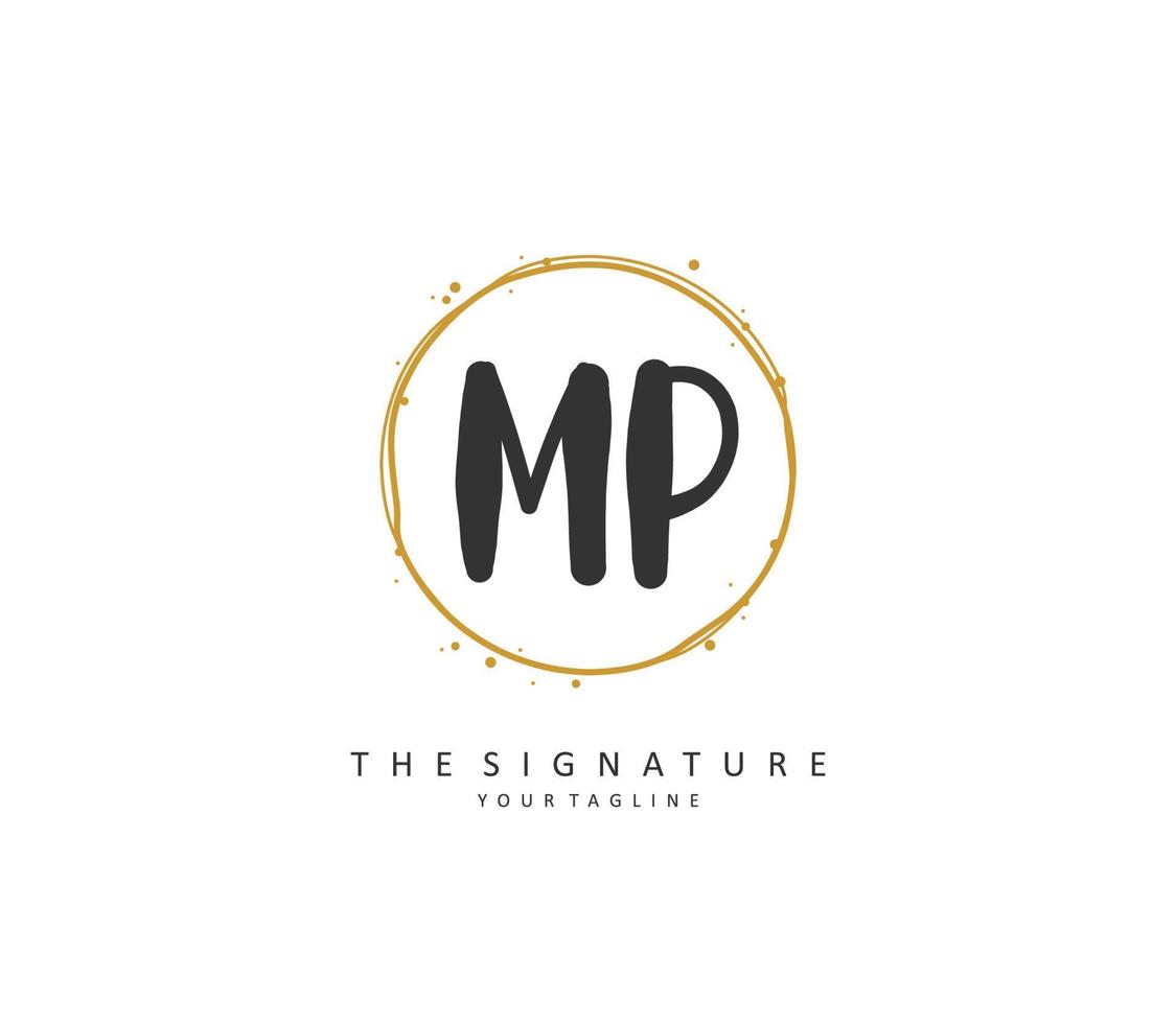 MP Initial letter handwriting and  signature logo. A concept handwriting initial logo with template element. vector