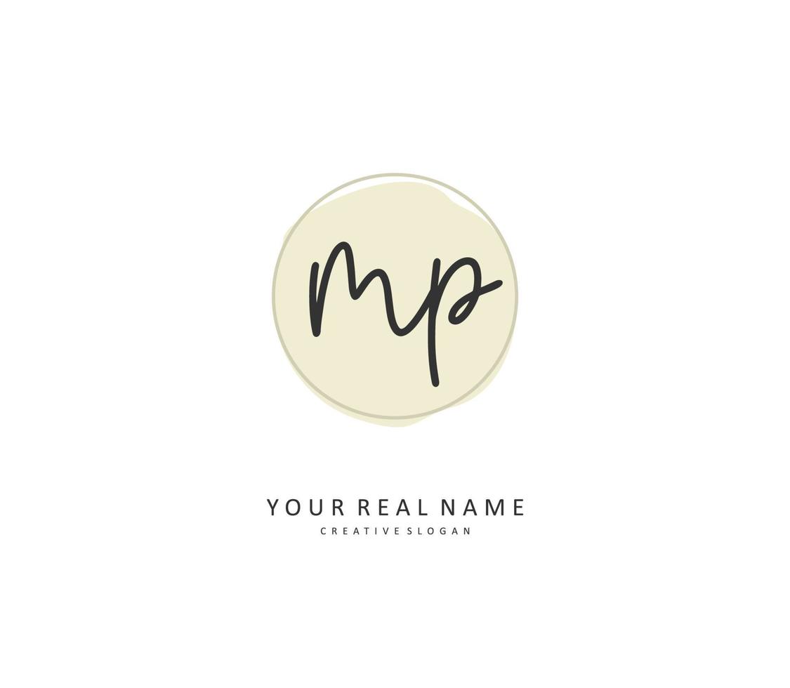 MP Initial letter handwriting and  signature logo. A concept handwriting initial logo with template element. vector